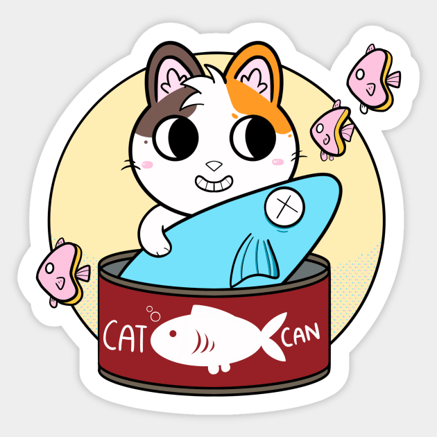 Cute Cat in a can Sticker by Applemint